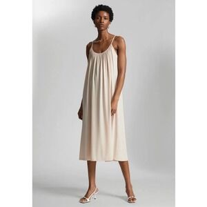 & Other Stories Gathered Detail Strappy Dress Ivory Midi Small